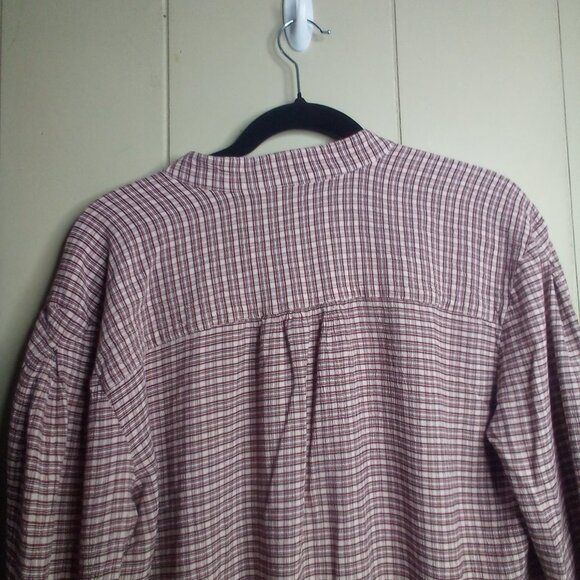 Treasure & Bond Button Up Shirt L Long Sleeve Plaid Tan Red - Picture 3 of 15